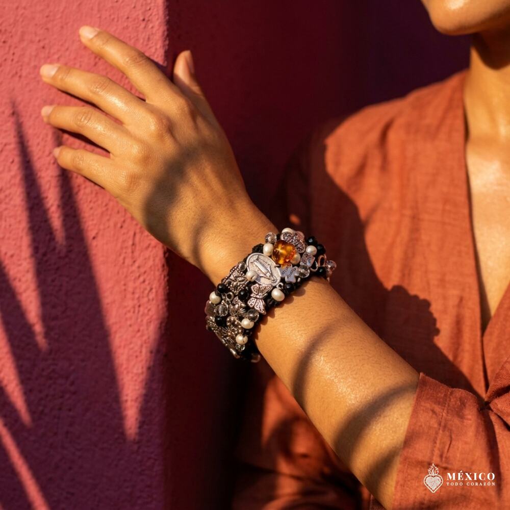 Mexican protetion bracelet charms one of a kind S-MED  7X1.5 IN